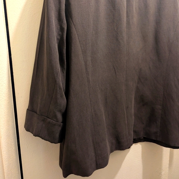 Chico's Brown Silk Linen Blend Blazer Button Front Collar 3/4 Sleeves- 3 (XL/16) - Picture 13 of 16